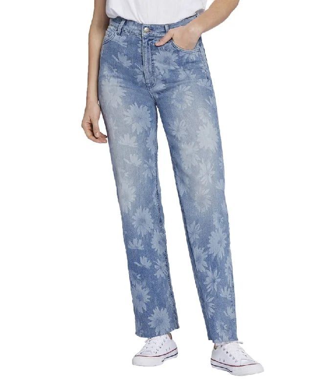Current/Elliott The Navigator Wild Flower Wide Leg Jean Trendy Low-Rise Slim Jeans
