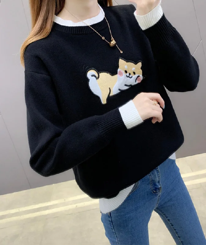 Cute cat long sleeve sweater  094 Chenille Blend Fleece Blend Nylon Blend