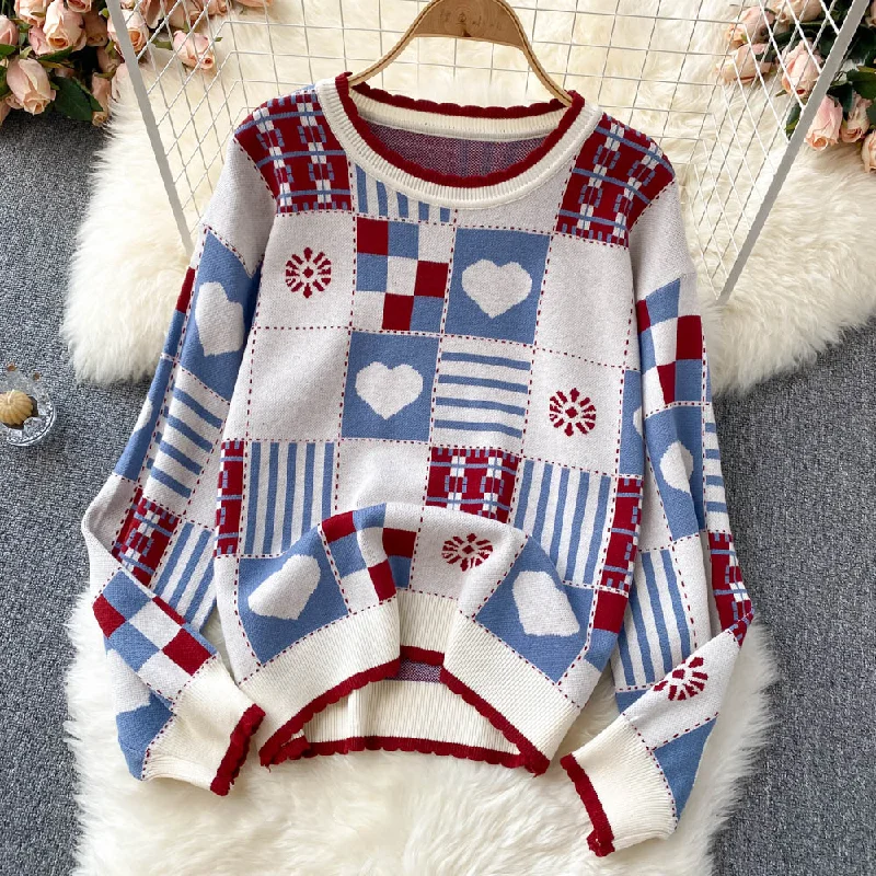Cute knitted long sleeve sweater 1474 Toggled Drawstring Belted