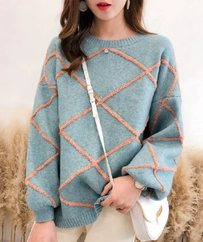 Cute round neck sweater long sleeve sweater  131 Machine Wash Dry Clean Hand Wash