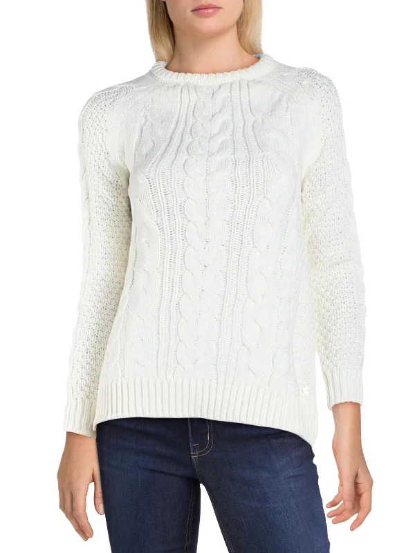 Dawson Womens Wool Blend Cable Knit Sweater Zippered Buttoned Snapped