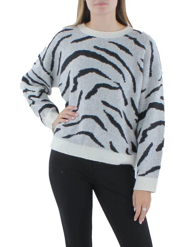 Derby Zebra Womens zebra Acrylic Pullover Sweater Fleece Sweater Nylon Polyester