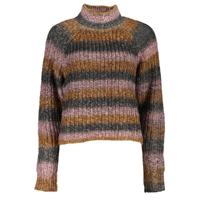 Desigual Chic Turtleneck Sweater with Contrast Women's Details Zippered Front Buttoned Front Snap Front Desigual Chic Turtleneck Sweater with Contrast Women's Details Zippered Front Buttoned Front Snap Front