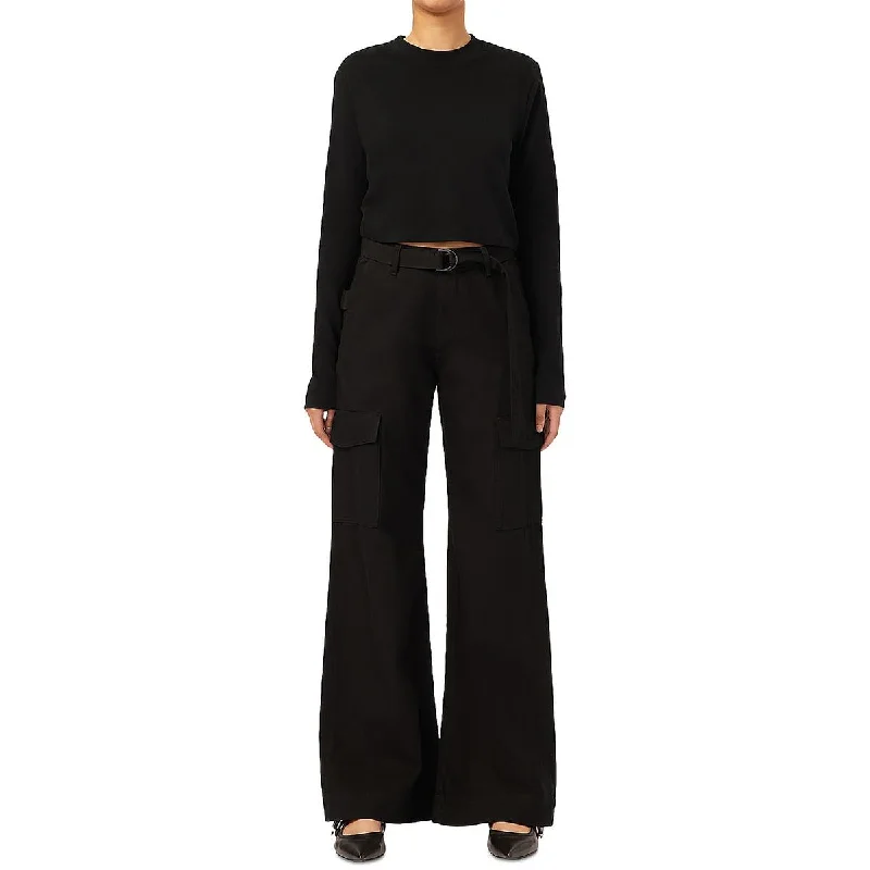 DL1961 Womens Belted Wide Leg Cargo Jeans Trendy Classic Fit Jeans