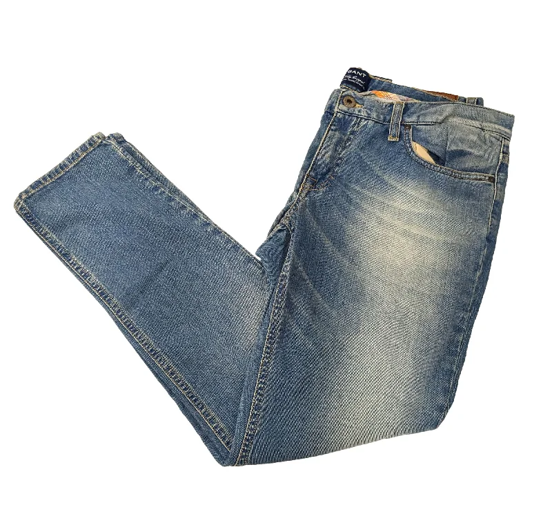 GANT Women's Mid Blue Kelly Vintage Cropped Skinny Jeans 410907 $228 NWT Trendy Button-Up High-Waist Jeans