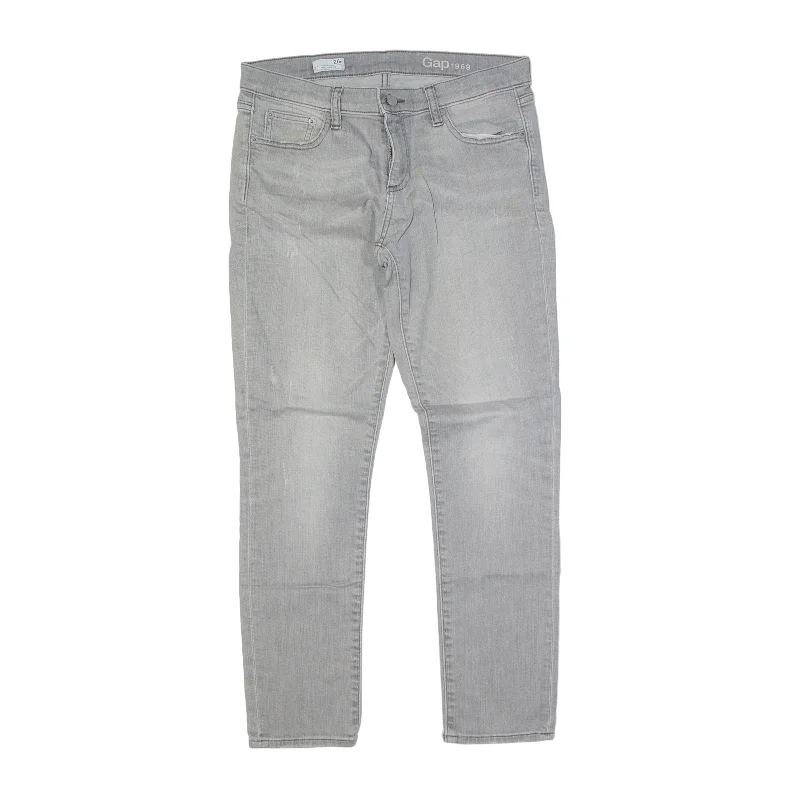 GAP 1969 Girlfriend Distressed Jeans Grey Denim Slim Straight Womens W31 L28 Fashionable Cropped Denim Jeans
