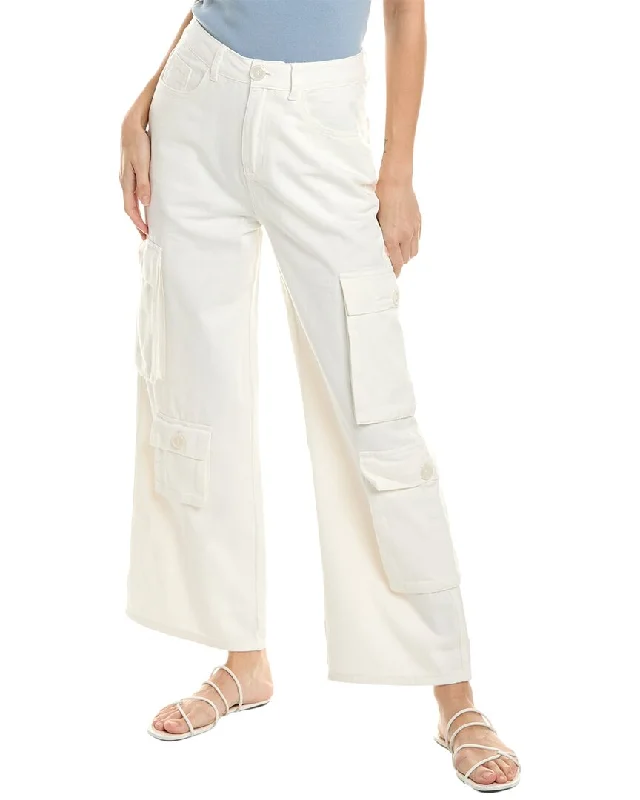 Gracia Olive Baggy Cargo Jean Trendy Flared Leg Jeans