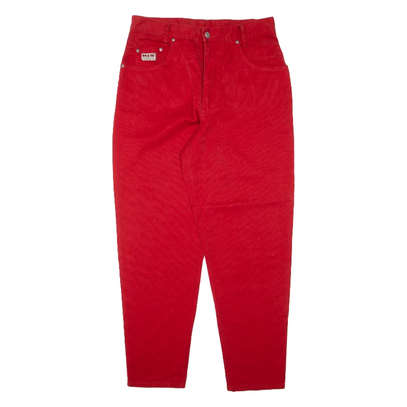 H.I.S Jeans Red 90s Denim Regular Mom Womens W32 L29 Casual Straight-Leg Jeans