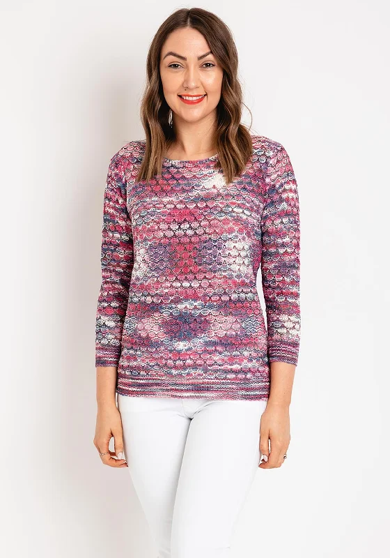 Natalia Collection Round Neck Knit Sweater, Wine Oversized Loose Flowy