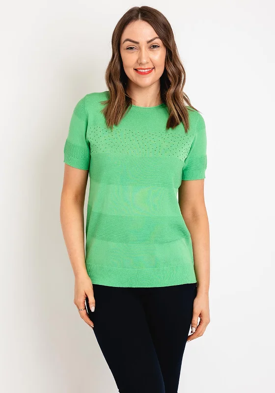 Natalia Collection Rhinestone Ribbed Detail Sweater, Green High Neck Crew Neck V-Neck Natalia Collection Rhinestone Ribbed Detail Sweater, Green High Neck Crew Neck V-Neck