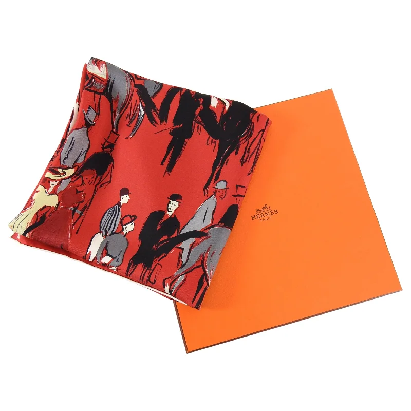 Hermes Red Silk Paddock 90cm Scarf by Jean-Louis Clerc Comfortable Stretch Denim Jeans