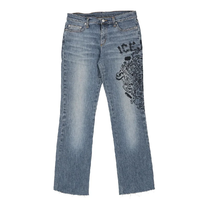 Iceberg Jeans Jeans - 31W UK 10 Blue Cotton Blend Fashionable Distressed Jeans