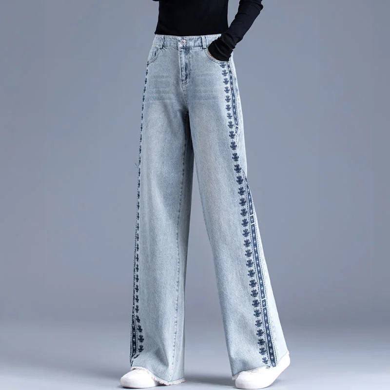 Jean Large Femme Pants Denim Trousers Women Jeans High Waist Pants for Women Korean Fashion Woman Clothing Women's Wide Jeans Trendy Low-Rise Slim Jeans