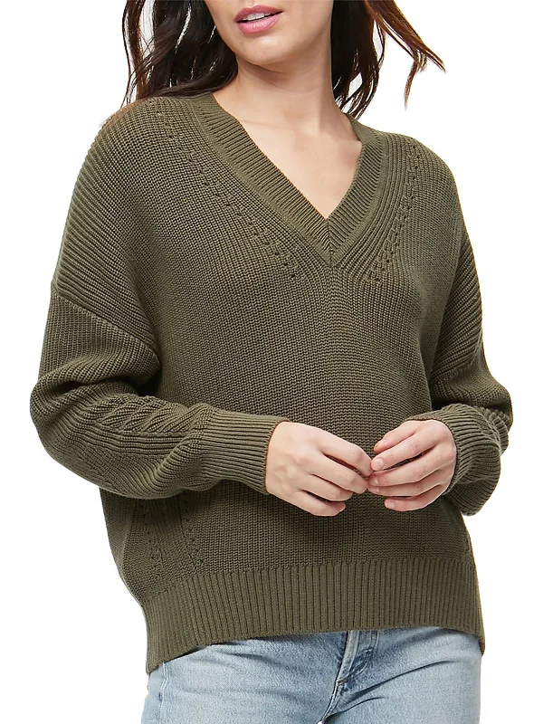 Joss Womens V-Neck Pointelle Pullover Sweater Fleece Fabric Down Fabric Feather Fabric Joss Womens V-Neck Pointelle Pullover Sweater Fleece Fabric Down Fabric Feather Fabric