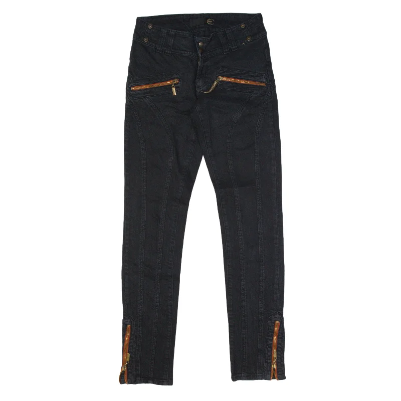 JUST CAVALLI Contoured Front Seam Zip Pocket Jeans Black Denim Slim Straight Womens W26 L32 Trendy Skinny Fit Jeans JUST CAVALLI Contoured Front Seam Zip Pocket Jeans Black Denim Slim Straight Womens W26 L32 Trendy Skinny Fit Jeans