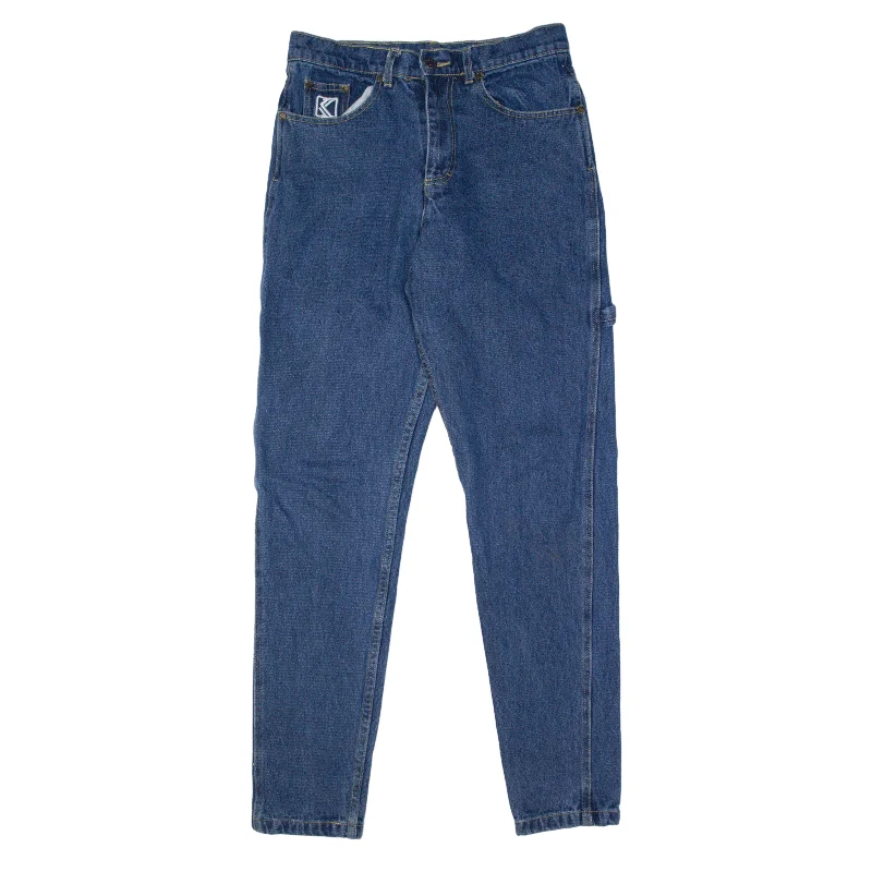 KARL KANI Carpenter Embroidered Logo Jeans Blue Denim Regular Tapered Womens W30 L31 Trendy Plus Size Jeans KARL KANI Carpenter Embroidered Logo Jeans Blue Denim Regular Tapered Womens W30 L31 Trendy Plus Size Jeans