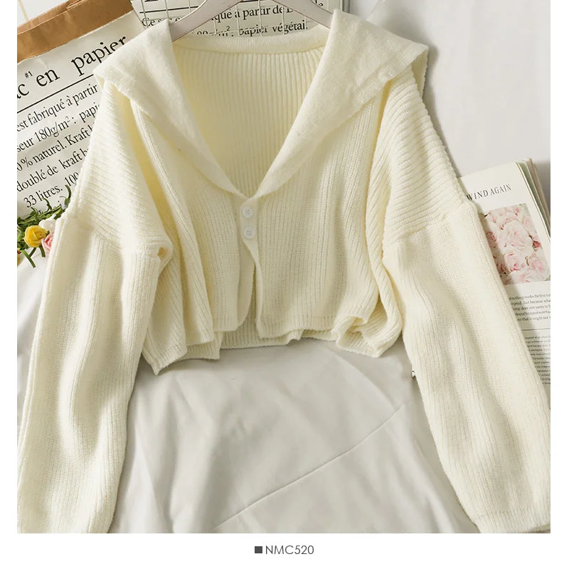 Korean version of foreign style versatile two button short sweater for women 1690 Knit Fabric Woven Fabric Fleece Fabric Korean version of foreign style versatile two button short sweater for women 1690 Knit Fabric Woven Fabric Fleece Fabric