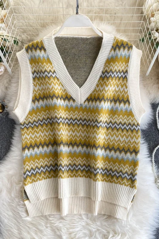 Korean Vintage sweater feminine V-neck slim fit short sweater top vest 1573 Soft Cozy Warm Korean Vintage sweater feminine V-neck slim fit short sweater top vest 1573 Soft Cozy Warm