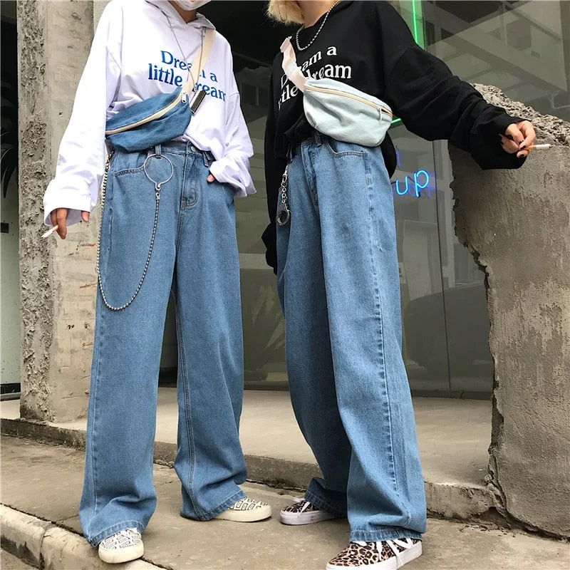 High Waist Jeans Pants Women Boyfriend Jeans For Women Harajuku Denim Fashionable Button-Front Jeans