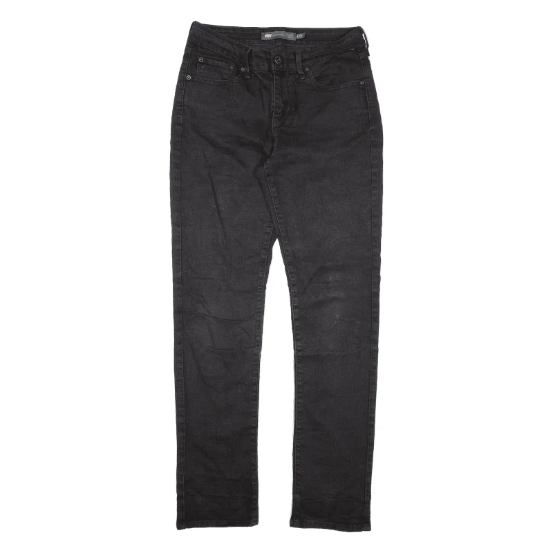 LEVI'S Classic Rise Jeans Black Denim Slim Straight Womens W27 L32 Comfortable Ankle Jeans