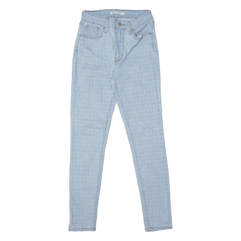 LEVI'S High Rise Check Jeans Blue Denim Slim Skinny Womens W27 L30 Stylish Slim Fit Denim