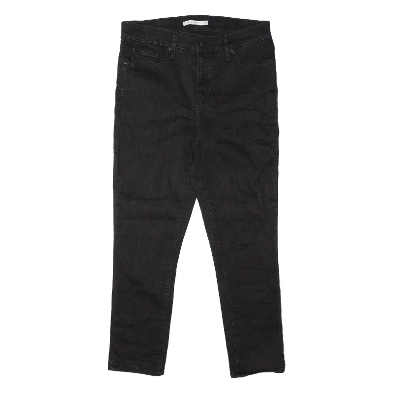 LEVI'S Jeans Black Denim Slim Skinny Womens W29 L24 Fashionable Raw Hemmed Jeans