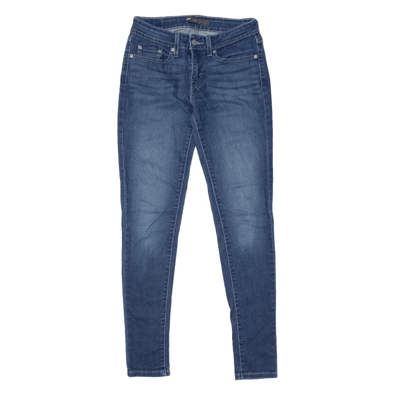LEVI'S Legging Jeans Blue Denim Slim Skinny Stone Wash Womens W27 L32 Fashionable Frayed Hem Denim