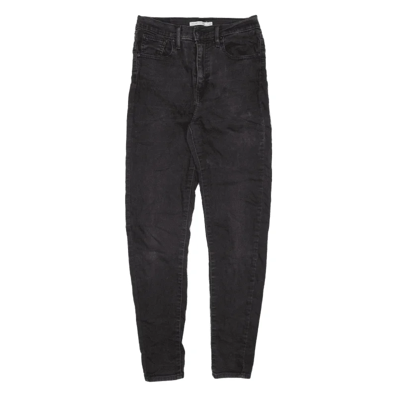 LEVI'S Mile High Jeans Black Denim Slim Skinny Womens W28 L30 Trendy Pleated Waist Jeans