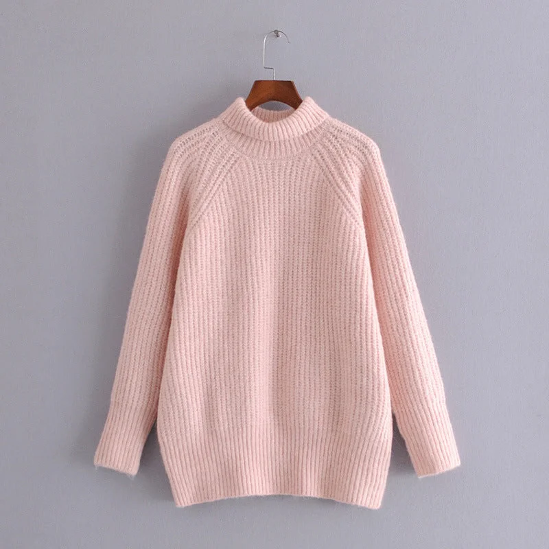 Loose knit turtleneck sweater for women  1353 Terry Blend Velvet Blend Canvas Blend
