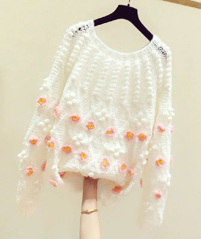 Lovely flowers long sleeve sweater  119 Casual Formal Business