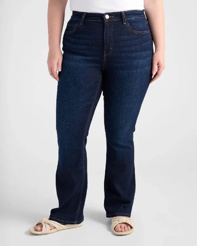 Plus Size Mid Rise Bootcut Jeans Fashionable Mom Jeans