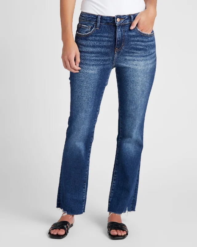 Mid Rise Cropped Mini Bootcut Jeans Trendy Low-Rise Slim Jeans