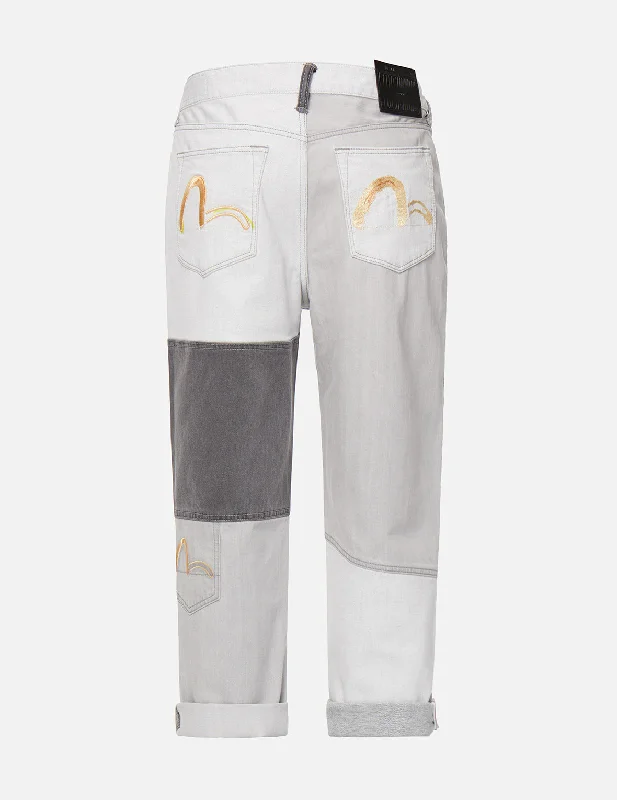 Multi Pocket Colorblock Straight Fit Jeans Casual Light Wash Jeans