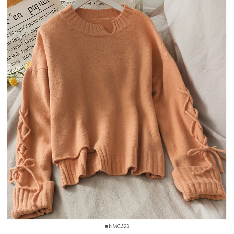 New drawstring lace up long sleeve loose Pullover Sweater 1709 Boat Neck Shawl Collar Notched Collar New drawstring lace up long sleeve loose Pullover Sweater 1709 Boat Neck Shawl Collar Notched Collar
