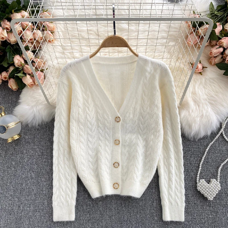 New loose and lazy V-Neck Sweater Coat for women  1621 Stretchy Elastic Breathable