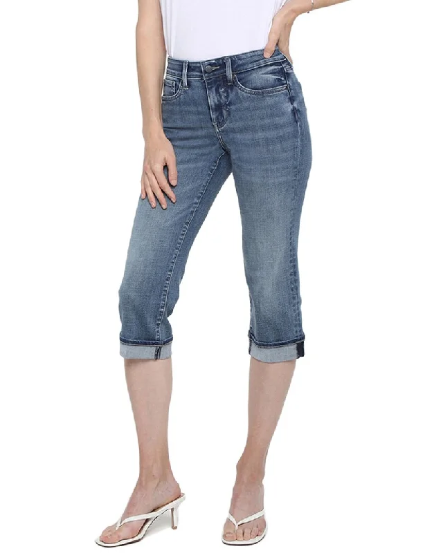 NYDJ Petite Marilyn Rockie Crop Jean Stylish Shredded Denim Jeans