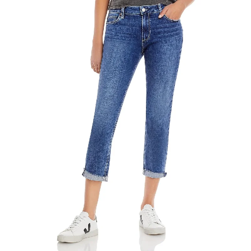 Paige Womens Raw Hem Skinny Boyfriend Jeans Fashionable Straight Cut Jeans