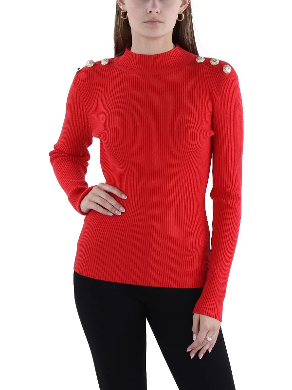 Paloma Womens Knit Ribbed Pullover Sweater Cable Knit Ribbed Knit Lace Knit