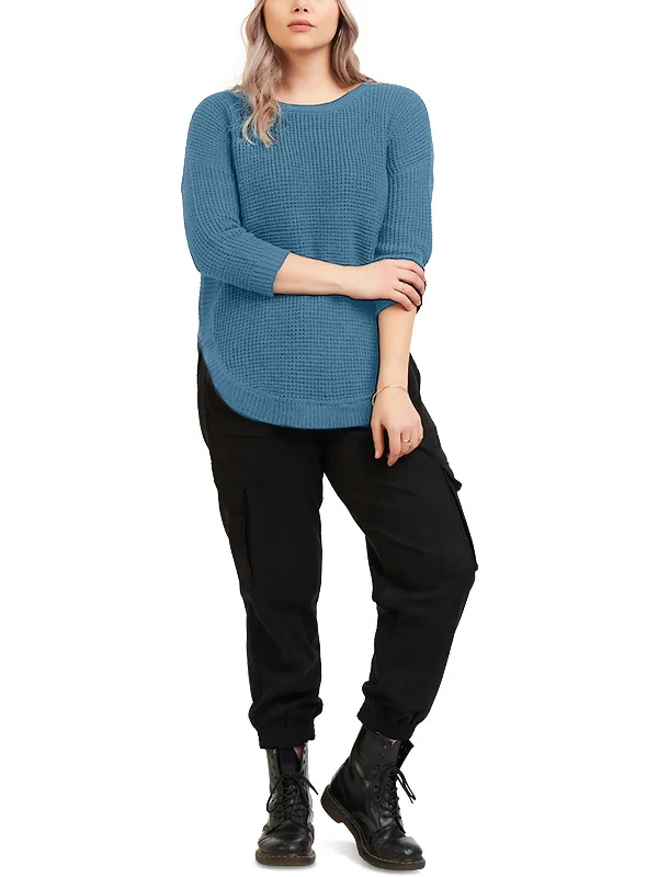 Plus Womens Acrylic Mock Neck Pullover Sweater Elegant Classic Vintage