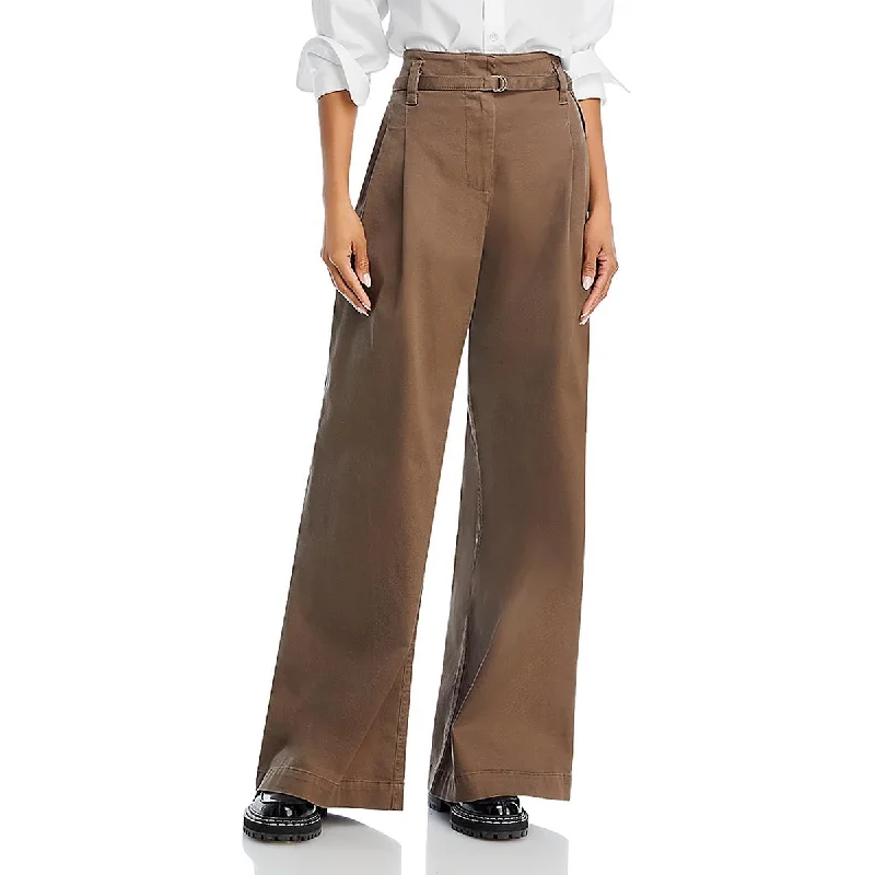 Proenza Schouler Womens Mid Rise Cotton Wide Leg Jeans Chic Faded Blue Jeans