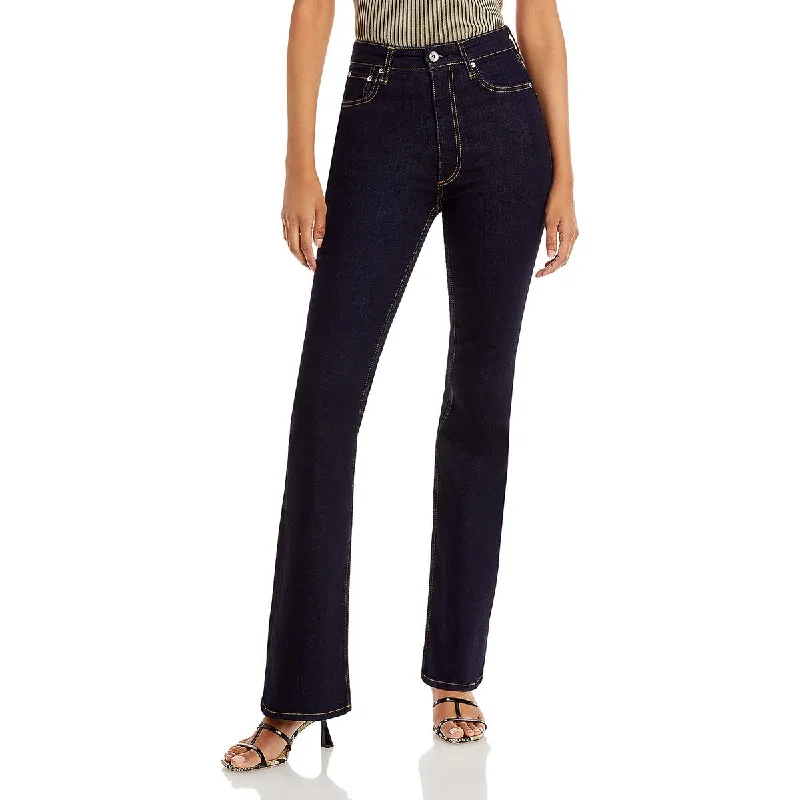 Rag & Bone Womens High Rise Denim Flared Jeans Fashionable White Denim Jeans