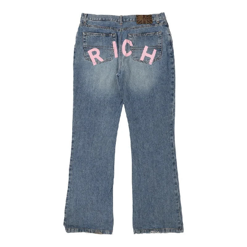 Richmond Spellout Jeans - 33W UK 12 Blue Cotton Stylish Plus Size Denim Jeans