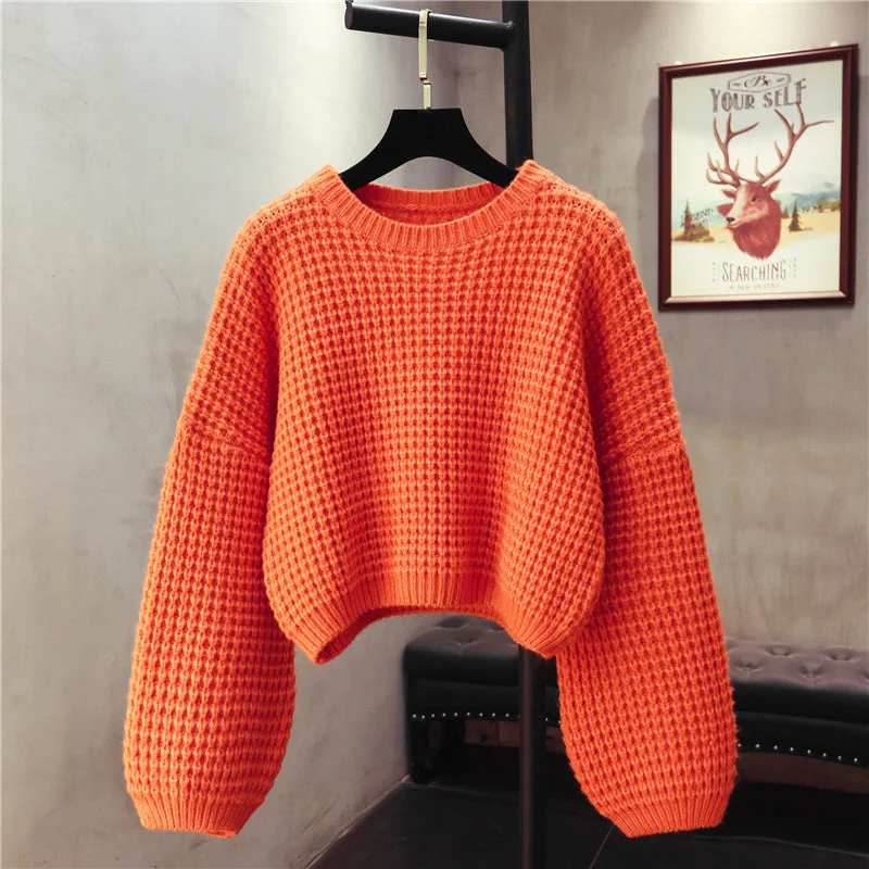 Simple round neck long sleeve sweater  1476 Polka Dot Checkered Tartan