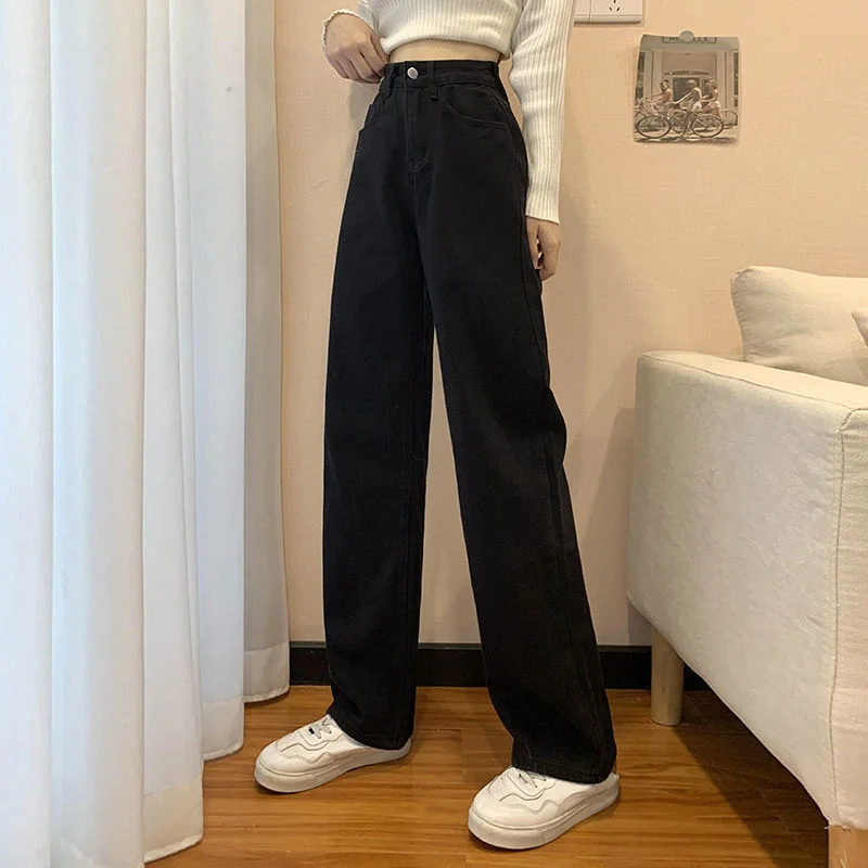 Straight Leg Jeans For Women High Waist Stretch Denim Trousers Mom Jean Classic Slim Fit Jeans