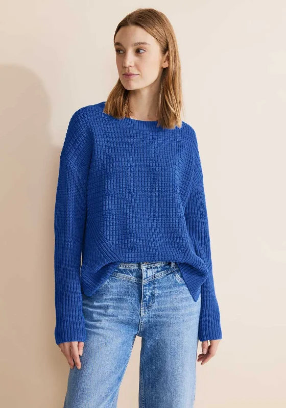 Street One Waffle Knit Jumper, Intense Gentle Blue Casual Formal Business