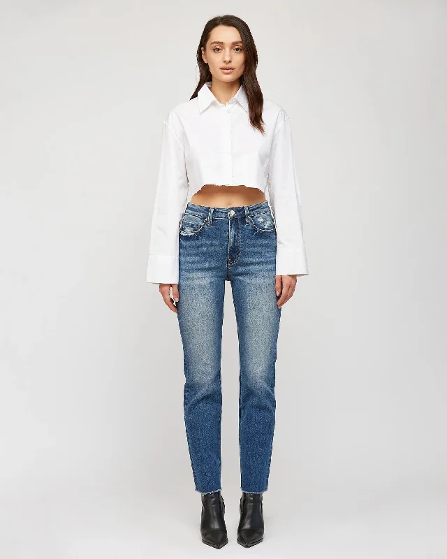 Super High Rise Straight Leg Jeans Trendy Vintage Denim Jeans