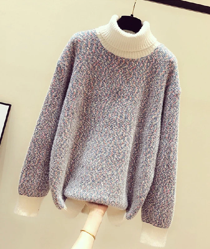 Sweater cute turtleneck sweater  123 Zippered Front Buttoned Front Snap Front