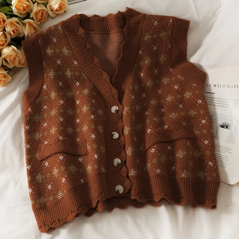 Sweater vest women's new slim fit short Sweater Vest 1702 Herringbone Houndstooth Plaid Sweater vest women's new slim fit short Sweater Vest 1702 Herringbone Houndstooth Plaid