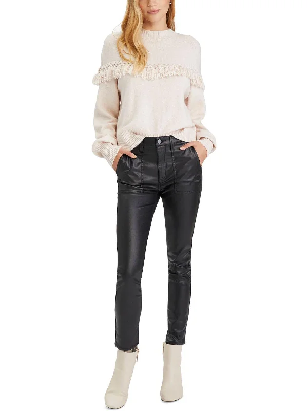 Tassel At Hand Womens Knit Fringe Crewneck Sweater Anti-Pilling Anti-Shrink Durable