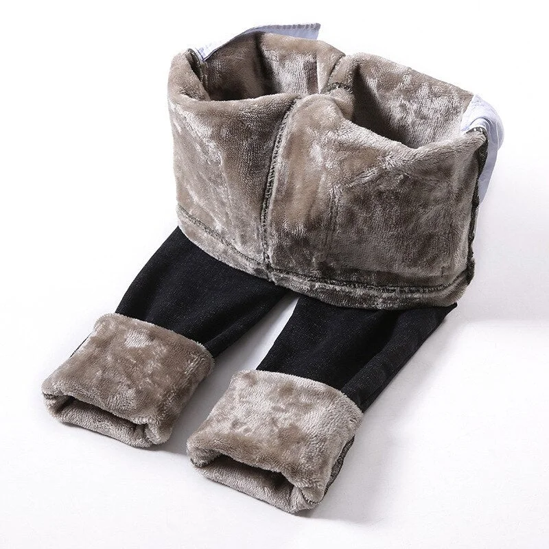 Thick Winter Warm Skinny Jeans for Women Female High Waist Velvet Trendy Low-Rise Bootcut Jeans Thick Winter Warm Skinny Jeans for Women Female High Waist Velvet Trendy Low-Rise Bootcut Jeans